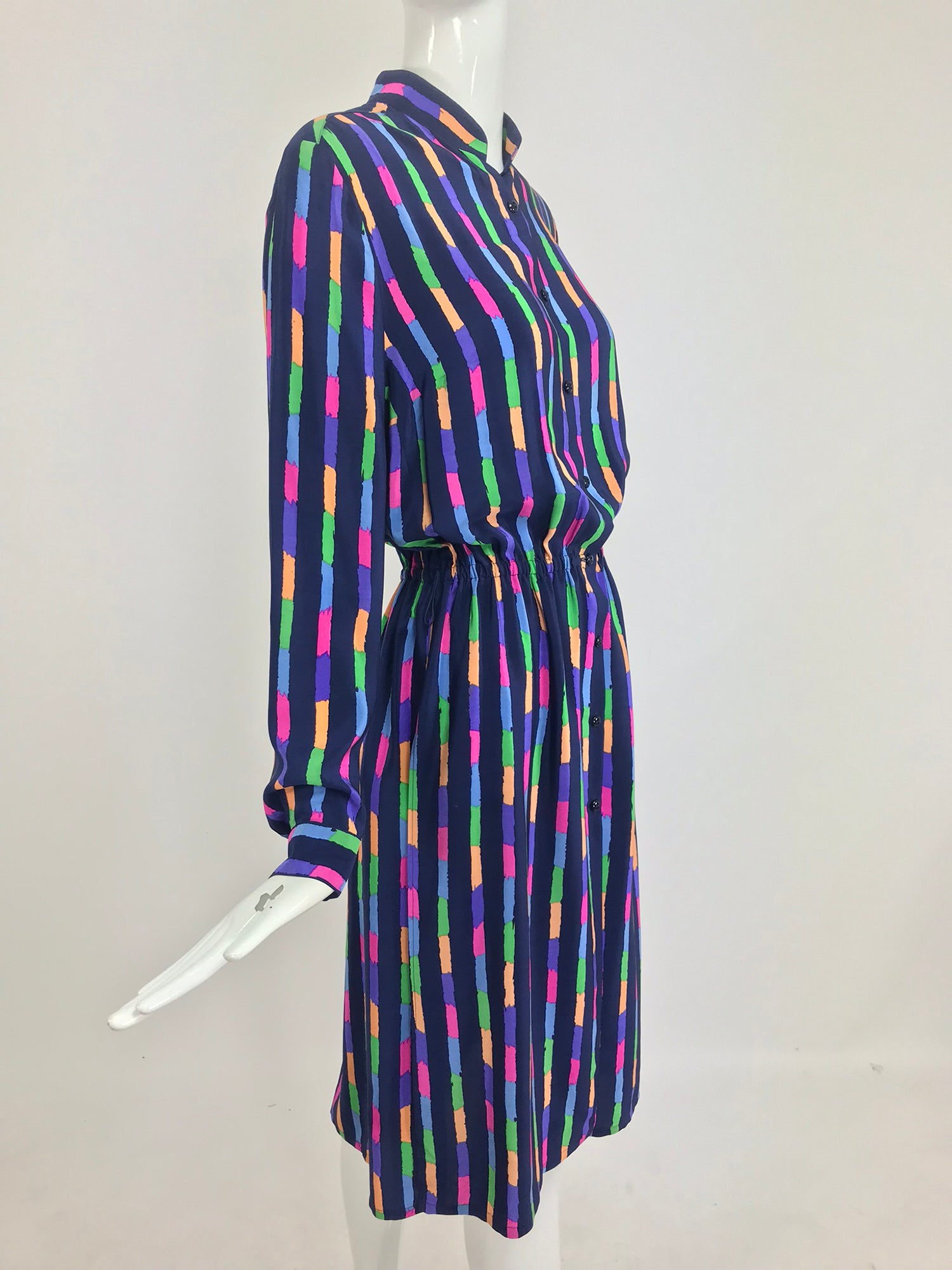 Vintage 1980s Louis Feraud Silk Dress Memphis Design Group Era
