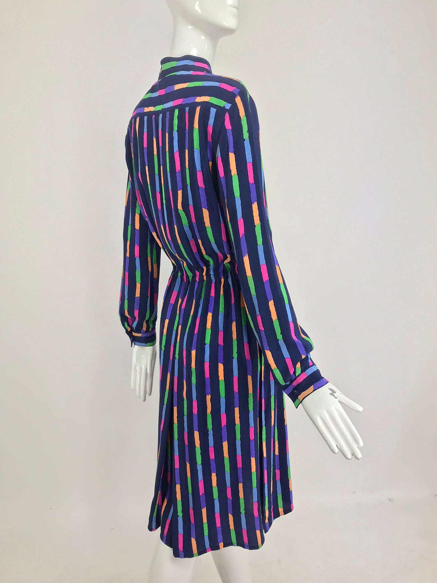 luvkitsch Stunning Louis Feraud Black Silk Velvet Gown Dress Couture 1980's Drop Waist Formal Full Length Germany US Size 10 Medium