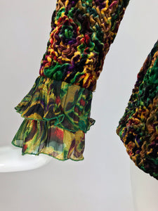 Lanvin ruched velvet fitted top 1980s