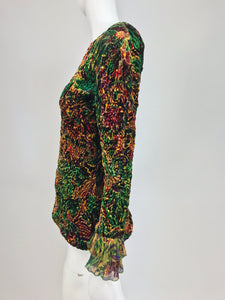 Lanvin ruched velvet fitted top 1980s