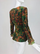 Lanvin ruched velvet fitted top 1980s