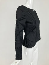 SOLD Gucci Tom Ford Black Raw Edge Polished Cotton Fan Pleated Jacket