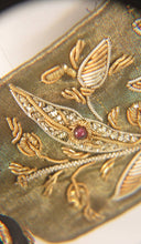 India gold metallic embroidered 1960s belt with semi precious stones