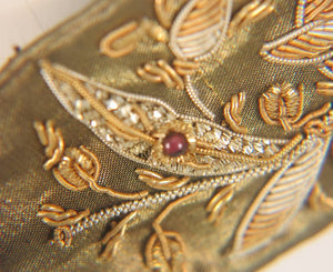 India gold metallic embroidered 1960s belt with semi precious stones