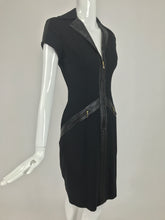 Gianni Versace Couture Black stretch and Vinyl Zipper Dress 1980s