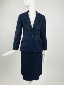 Vintage Maggy Rouff Couture Pin Stripe Skirt Suit Early 1950s