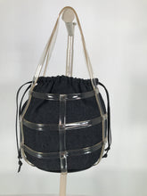 Paco Rabanne Clear Vinyl Cage handbag with Denim Liner