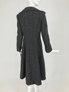 Pauline Trigere Grey Flecked Wool Princess Coat 1950s