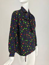 SOLD Yves Saint Laurent moon and stars silk blouse documented 1979