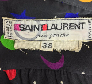 SOLD Yves Saint Laurent moon and stars silk blouse documented 1979