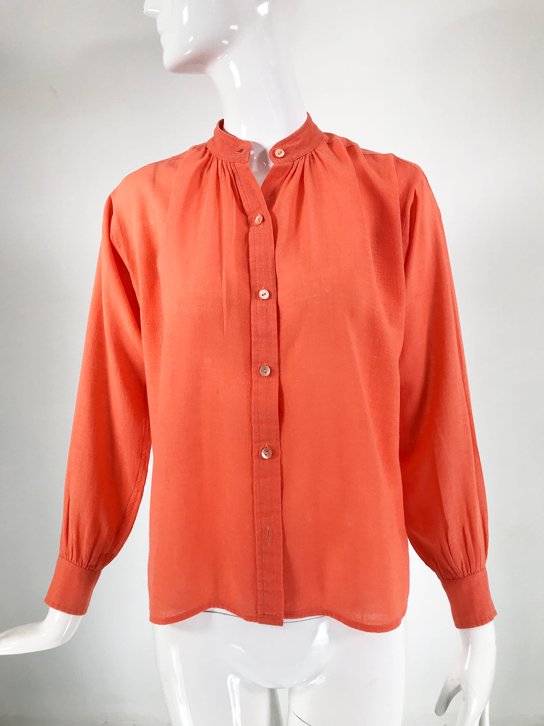 Yves Saint Laurent Rive Gauche Orange Cotton Gauze Blouse 1960s