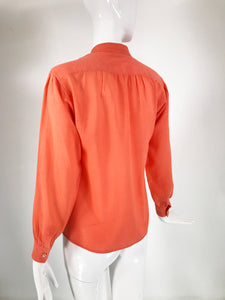 Yves Saint Laurent Rive Gauche Orange Cotton Gauze Blouse 1960s