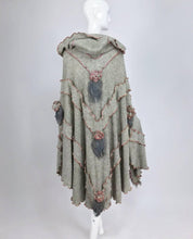 SOLD Leigh Westbrook hooded gray knitted wool cape art to wear 1980s