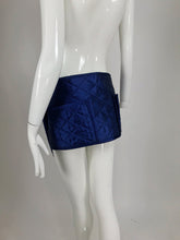 Sonia Rykiel quilted blue satin belt or skirt with large pockets 1980s