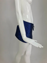 Sonia Rykiel quilted blue satin belt or skirt with large pockets 1980s