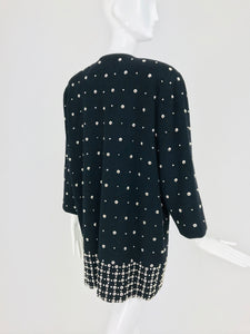 SOLD Nancy Heller Black Cashmere and Wool Silver Studded Coat 1980s