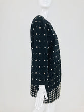 SOLD Nancy Heller Black Cashmere and Wool Silver Studded Coat 1980s