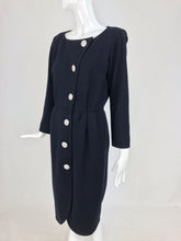 Yves Saint Laurent Black Jersey Dress with Rhinestone Buttons 1980s