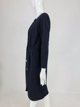 Yves Saint Laurent Black Jersey Dress with Rhinestone Buttons 1980s