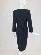 Yves Saint Laurent Black Jersey Dress with Rhinestone Buttons 1980s