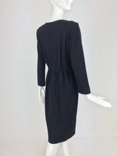 Yves Saint Laurent Black Jersey Dress with Rhinestone Buttons 1980s