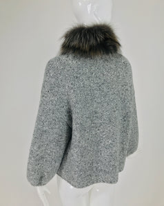 SOLD Carolina Herrera Tweed Knit Sweater With Fur Collar