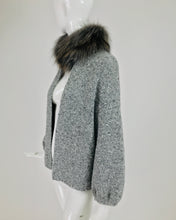 SOLD Carolina Herrera Tweed Knit Sweater With Fur Collar