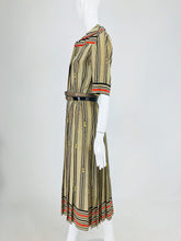 SOLD G Gucci Silk Shirtwaist Dress Rare Logo Print 1970s