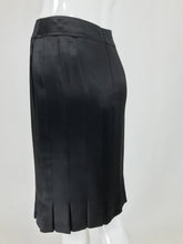SOLD Chanel Black Silk Satin Pleated Hem Fitted Skirt Unworn with Tags  2005p