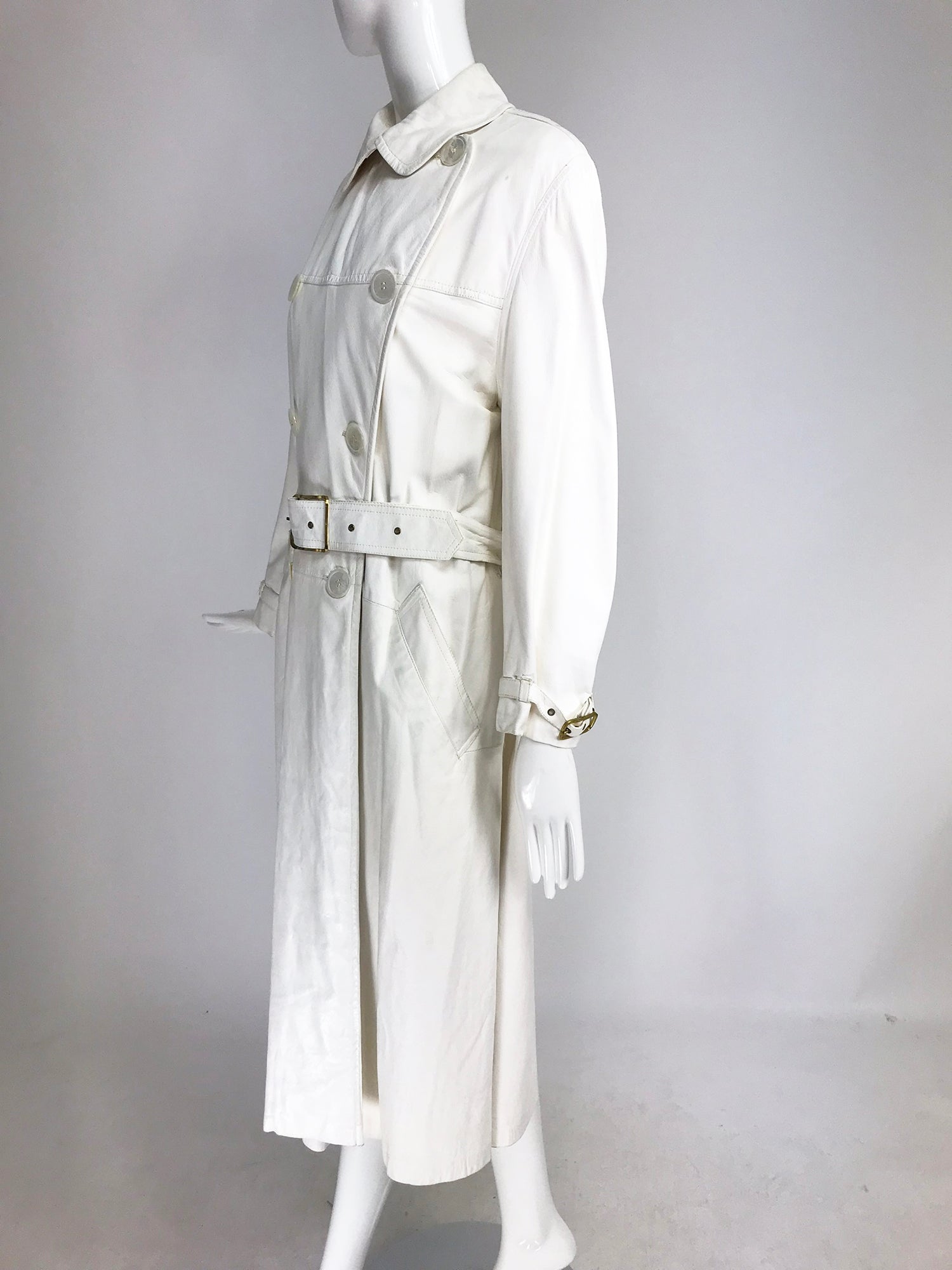 SOLD Samuel Robert White Soft Leather Trench Coat 1960s – Palm