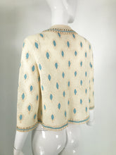 Cream Crochet & Cord Work Applique Cardigan Sweater 1960s Handmade