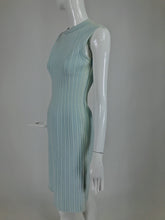 Azzedine Alaïa Blue and Cream Fitted Body Con Dress