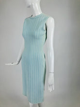 Azzedine Alaïa Blue and Cream Fitted Body Con Dress
