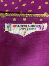 Yves Saint Laurent fuchsia and gold silk print skirt set 1970s