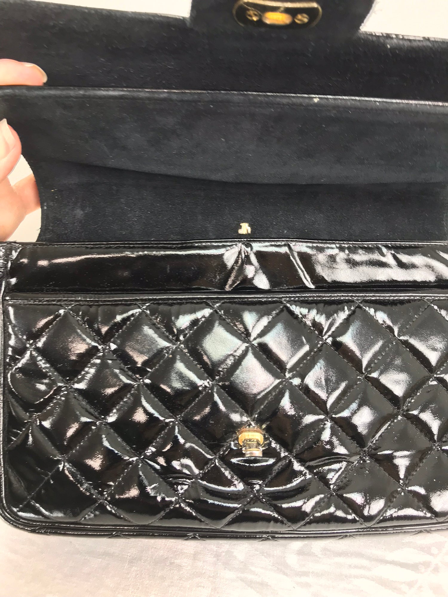 Block Vintage Patent Leather Handbag