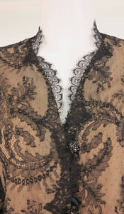 SOLD Romantic black Chantilly lace blouse 1930s