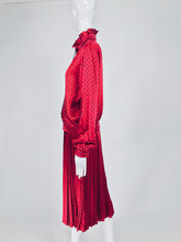 Vintage Nina Ricci Red Silk Satin Printed Blouse and Skirt set 1980s