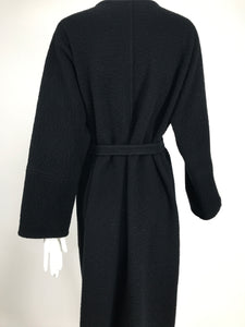 Vintage Yeohlee Black Textured Double Face Wool Wrap Coat 1990s