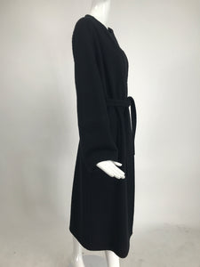 Vintage Yeohlee Black Textured Double Face Wool Wrap Coat 1990s