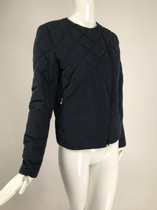 Brunello Cucinelli Dark Navy Silk Blend Quilted Puffer Jacket