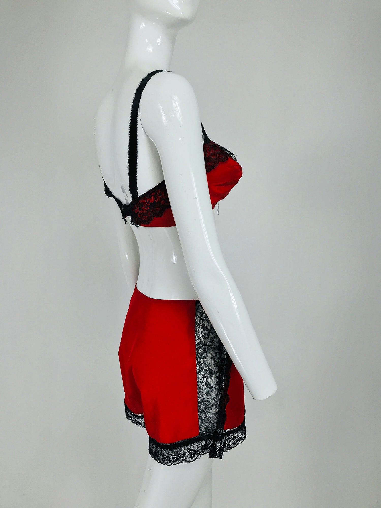 Joan's Specialty 1940s Hand Made Red Black Lace Lingerie Three