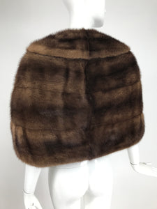 Vintage 1950s Dark Mink Cape with Pocket Fronts