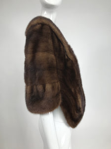 Vintage 1950s Dark Mink Cape with Pocket Fronts