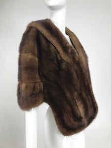 Vintage 1950s Dark Mink Cape with Pocket Fronts