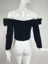 Vintage Paule Ka Paris Black Velvet Off the Shoulder Corset Bustier 1980s