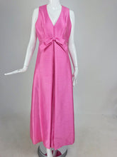 SOLD Kent Originals bubble gum pink slub silk bow front evening dress 1960s 12