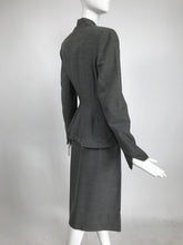 Lilli Ann 1940s Nip Waist Peplum Hem Black & White Stripe Wool Skirt Suit