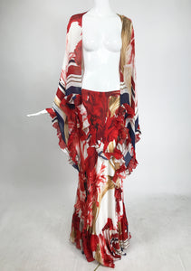 Roberto Cavalli Flowing Silk Maxi Skirt & Matching Shawl