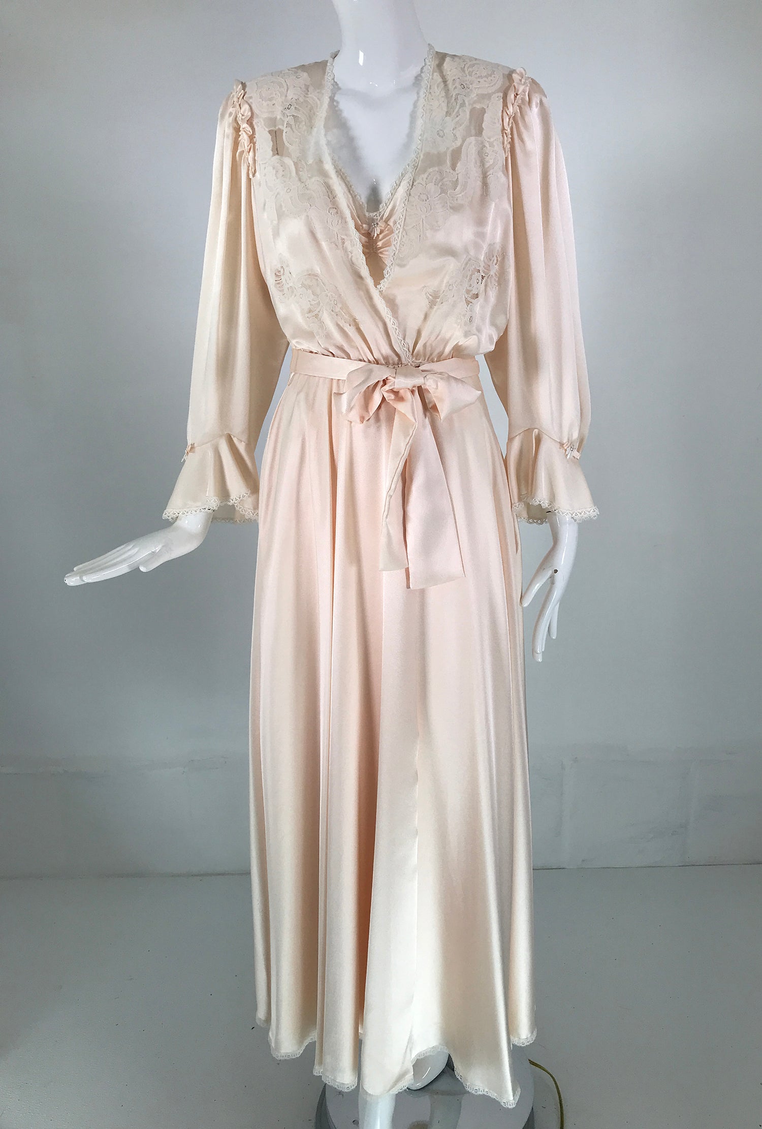 SOLD Christian Dior Lingerie Pale Peach Satin Peignoir Set Palm Beach Vintage SOLD Christian Dior Lingerie Pale Peach Satin Peignoir Set Palm Beach Vintage