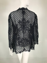Escada Heavily Embroidered Black Silk Organza Unlined Jacket with Pockets